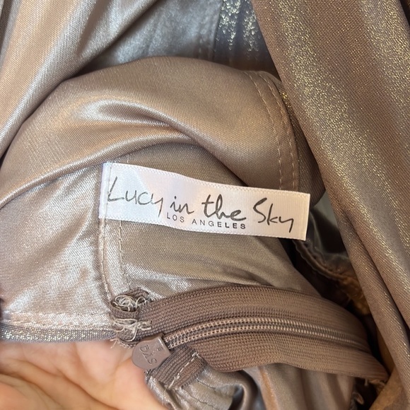 LUCY IN THE SKY Antionette Fit and Flare Dress in Grey Shimmer - Picture 8 of 10